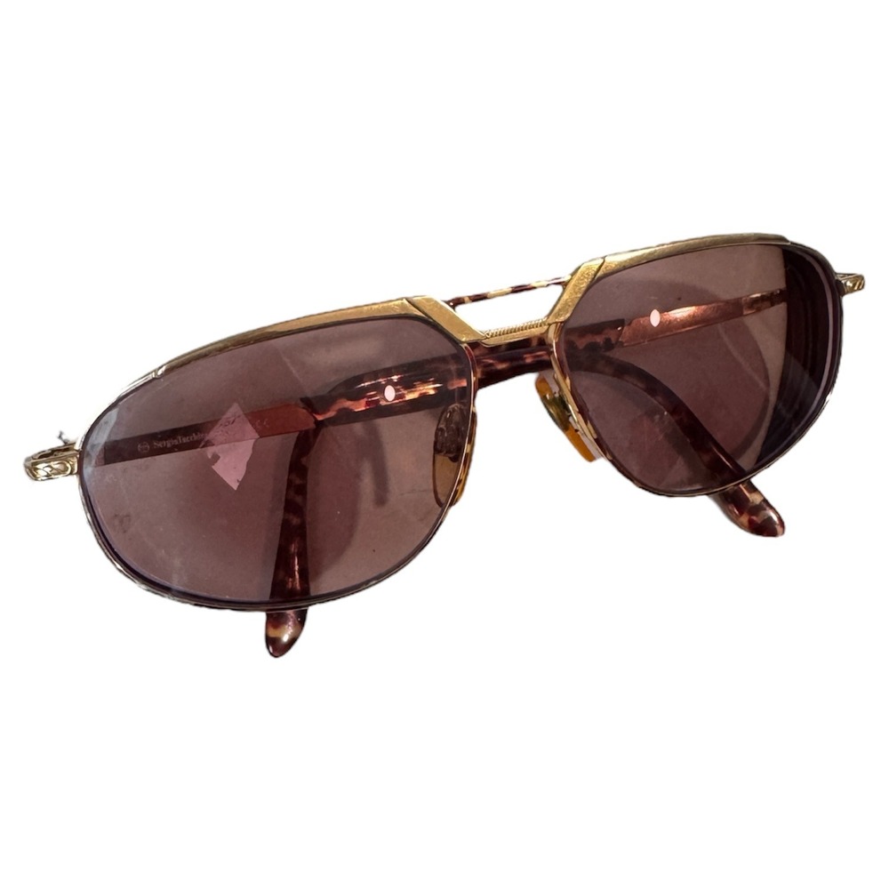Sergio Tacchini Aviator Sunglasses Gold Brown Tortoise Italy ST‎ 1014-S